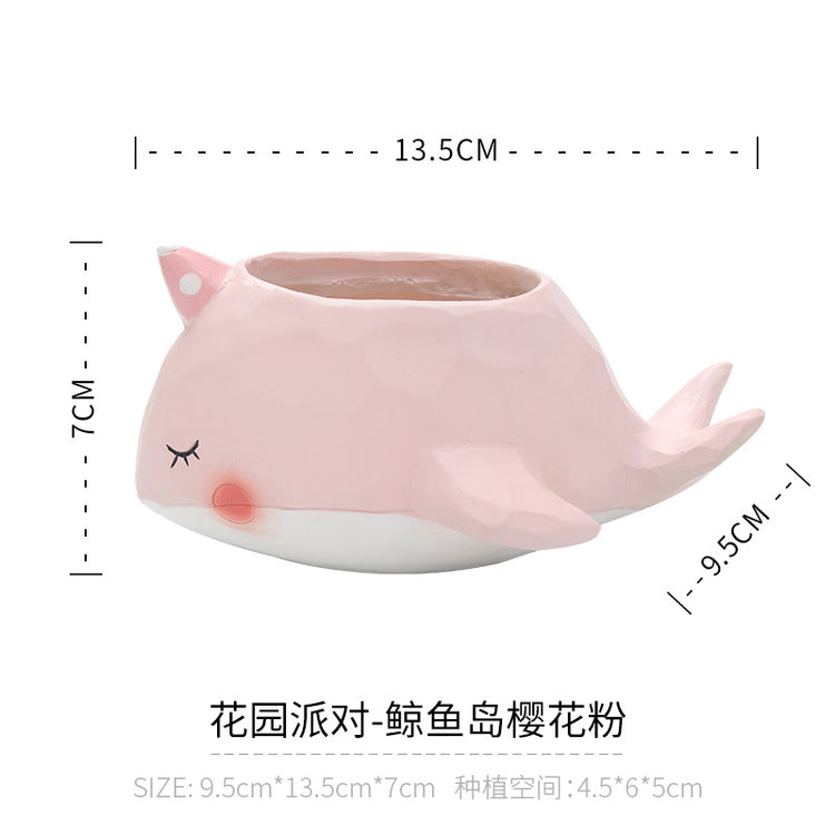 Cute Whale island + Elephant Succulent Pots
