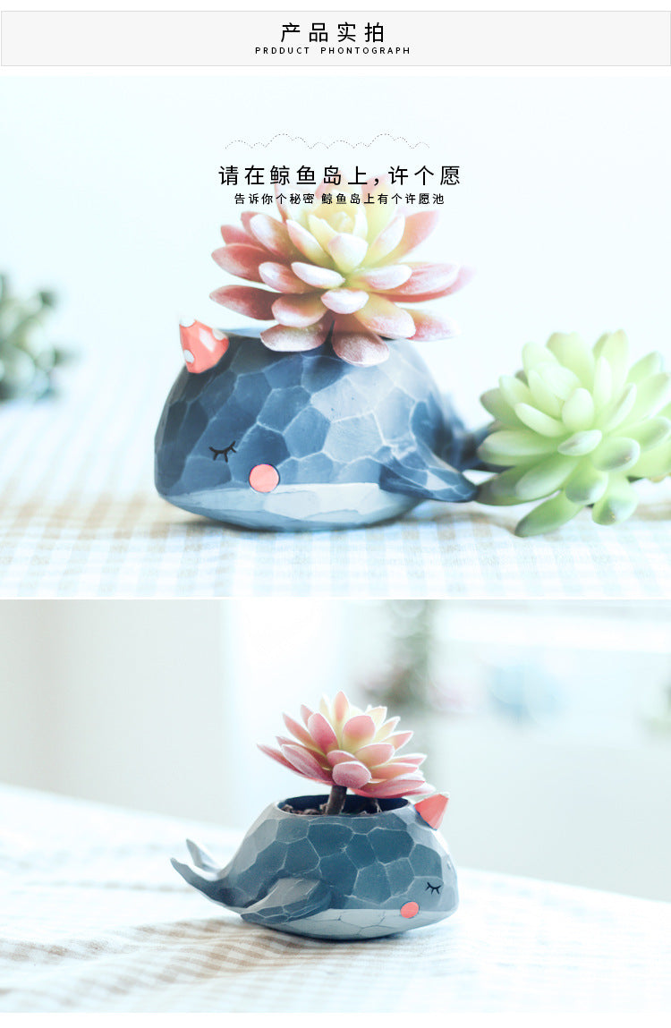 Cute Whale island + Elephant Succulent Pots