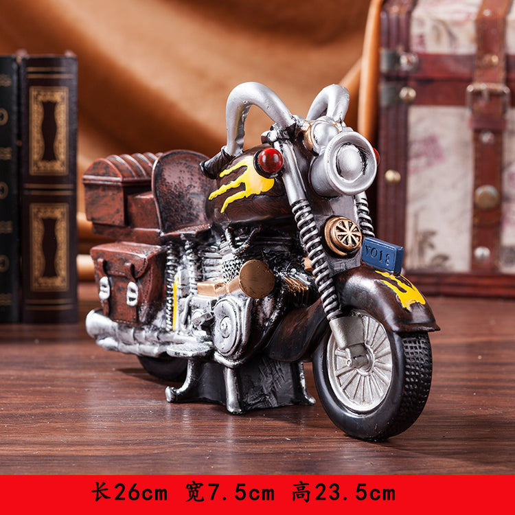 Vintage Rotary Telephone Statue Antique Shabby Old Phone, Motor Bike Home Decorations - Blue