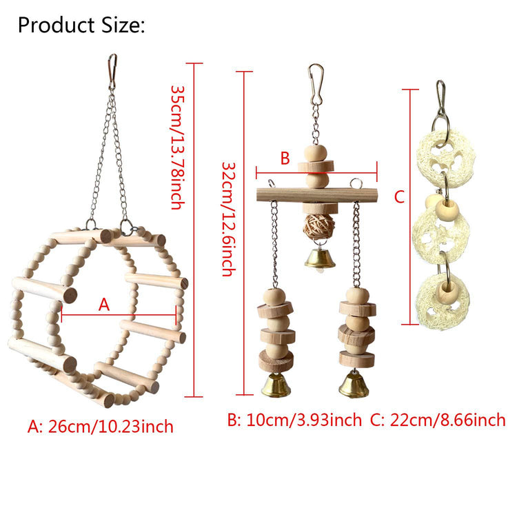 Large 8 pack of Parrot Hanging Swing Bird Toys Harness Cage Ladder Parakeet Cockatiel Budgie Lovebird