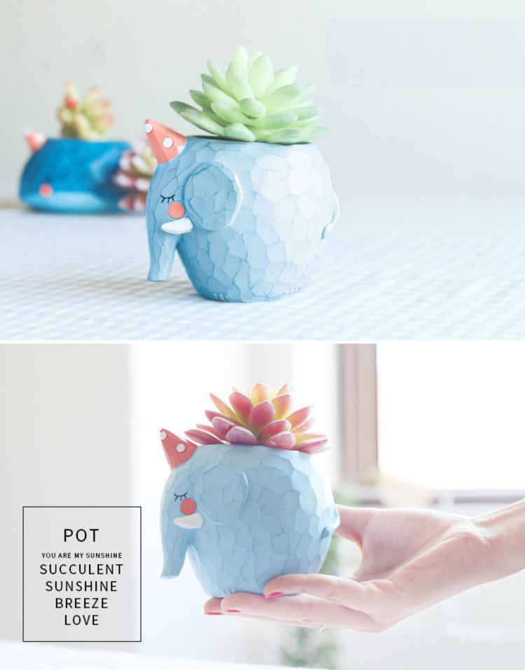 Cute Whale island + Elephant Succulent Pots
