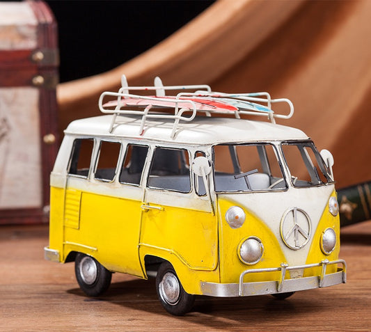 Volkswagen bus home decoration ornaments iron vintage car model home cafe decorations