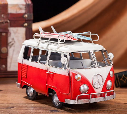 Volkswagen bus home decoration ornaments iron vintage car model home cafe decorations