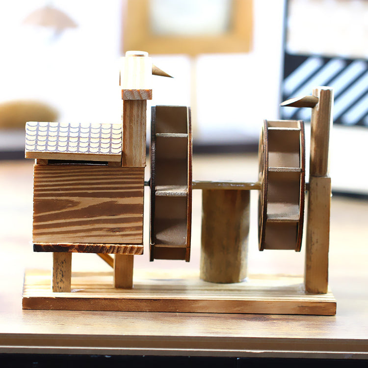 Wood Traditional Chinese Architecture Figurines & Miniatures Wooden Waterwheel Farm Tools