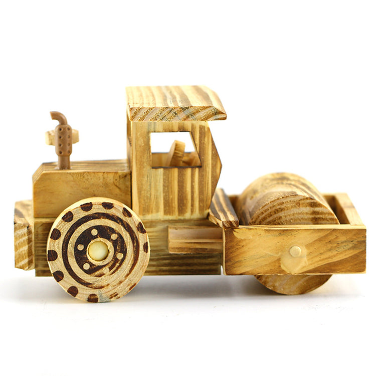 Modern Antique Wooden Crafts Simulation Road Roller Artwork Creative Decoration