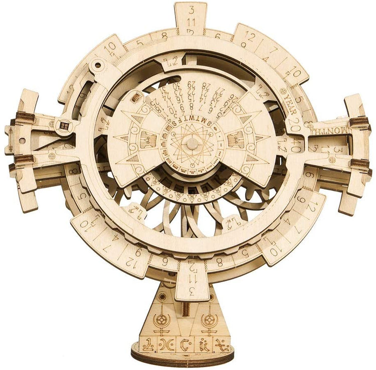 LK201 Wooden Puzzle with Gear Mechanical Model Construction Kits Model Building Moving Kit Engineering Perpetual Calendar
