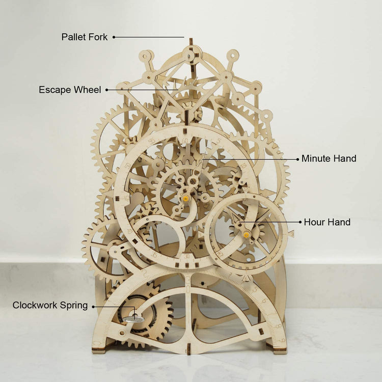 LK501 ROBOTIME 3D Self-Assembly Puzzle Adult Craft Set Brain Teaser Puzzles Pendulum Clock