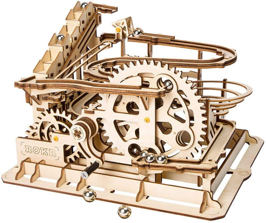 LG501 ROBOTIME Marble Parkour Run Game DIY Waterwheel Coaster Wooden Model Building Kits Assembly Toy Children Adult