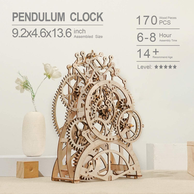 LK501 ROBOTIME 3D Self-Assembly Puzzle Adult Craft Set Brain Teaser Puzzles Pendulum Clock