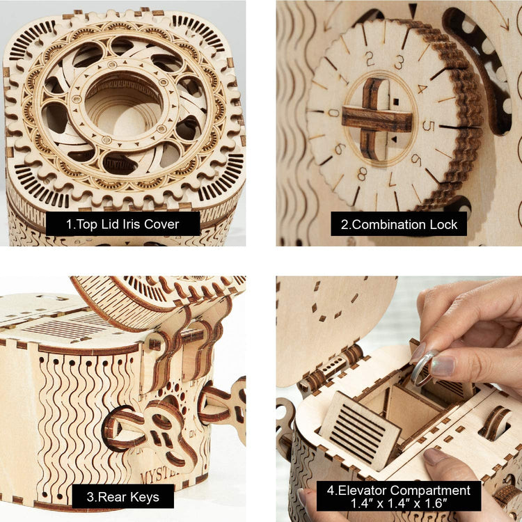 LK502 ROBOTIME Treasure Box 3D Wooden Puzzle Adult Craft Set for Self-Assembly Ideal Women Gift