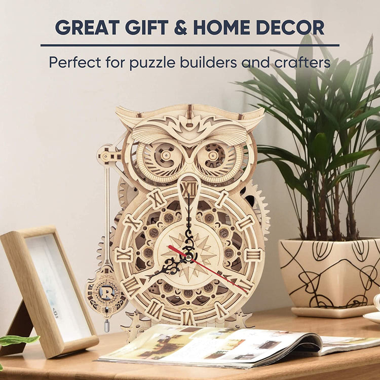 LK503 Wooden Puzzle Owl Clock Kit Model Kits to Build for Adults
