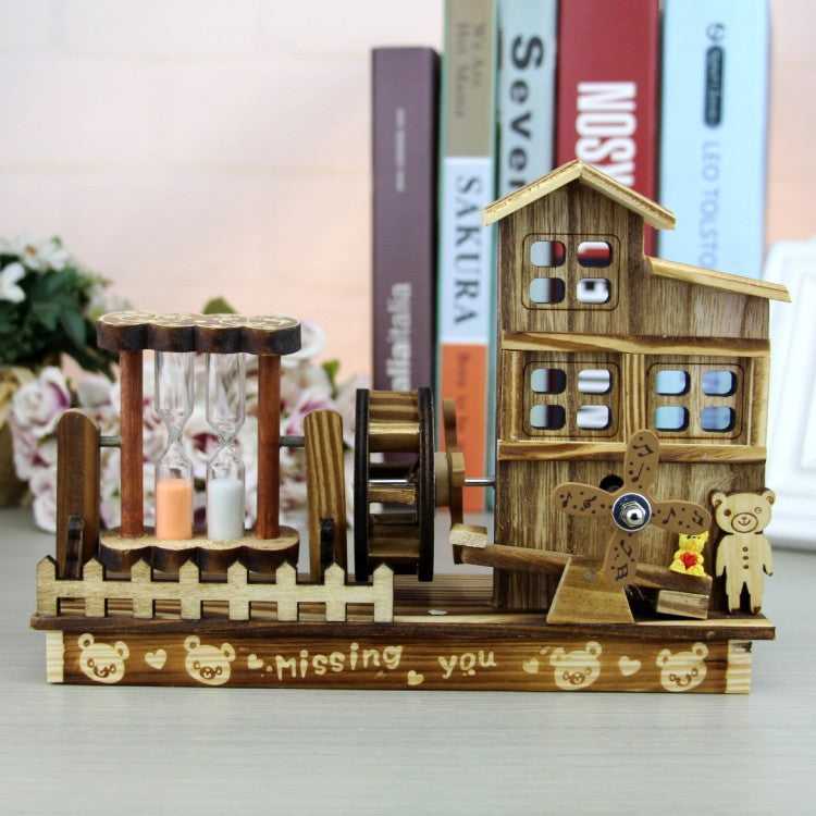 Wooden Crafts Windmill music box Creative Decoration