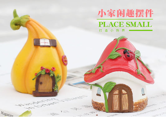 Cute Office & Car Mini Decoration Mushroom house + Pine Cone House + Pumpkin house: