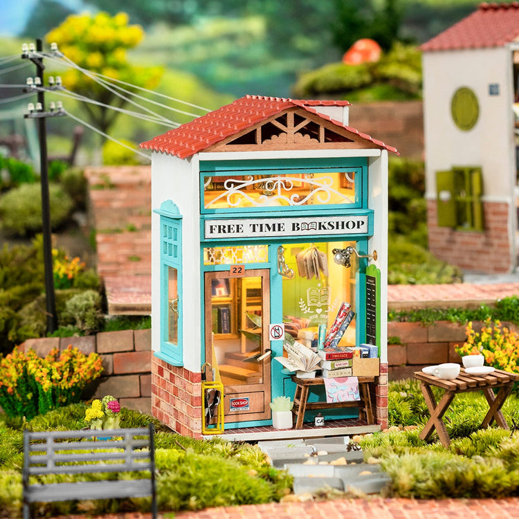 Rolife Free Time Bookshop DIY Miniature Dollhouse DS008 - Chinese Version with English PDF instructions
