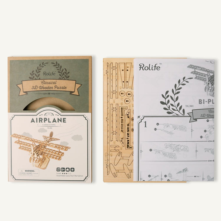 Bi-Plane TG301 DIY Wooden Toys 3D Puzzle