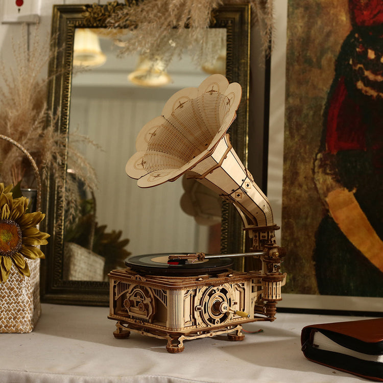 ROKR DIY Crank Classic Gramophone LKB01 (Hand Rotating) - Chinese Version with English PDF instruction