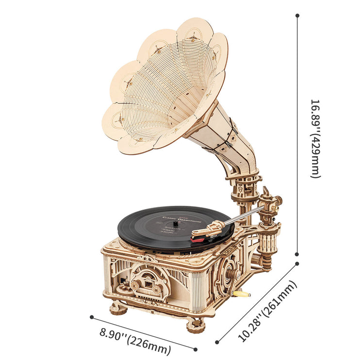 ROKR DIY Crank Classic Gramophone LKB01 (Hand Rotating) - Chinese Version with English PDF instruction
