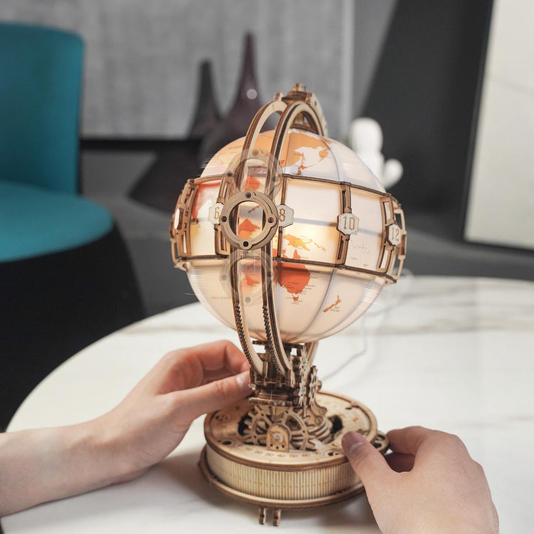 ROKR Luminous Globe ST003 3D Wooden Model - Chinese Version with English PDF instruction