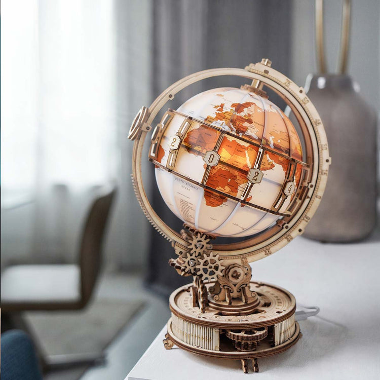 ROKR Luminous Globe ST003 3D Wooden Model - Chinese Version with English PDF instruction