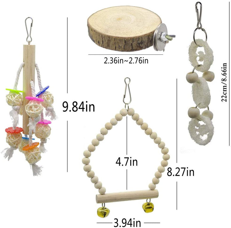8 pack of Parrot Hanging Swing Bird Toys Harness Cage Ladder Parakeet Cockatiel Budgie Lovebird