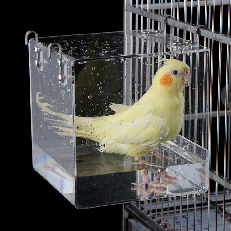 Acrylic Parrot Feeder No Mess Bird Cage Seed Feeding Container Box AU Bird Shower