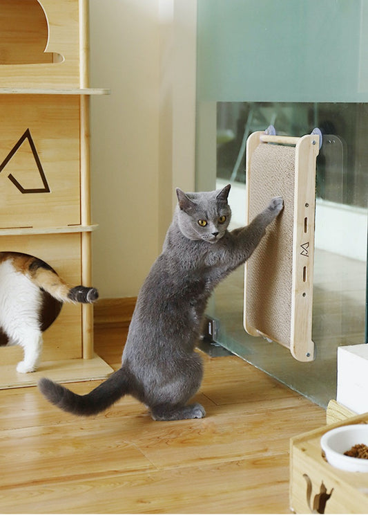Solid Wood Suction Cup Cat Scratcher
