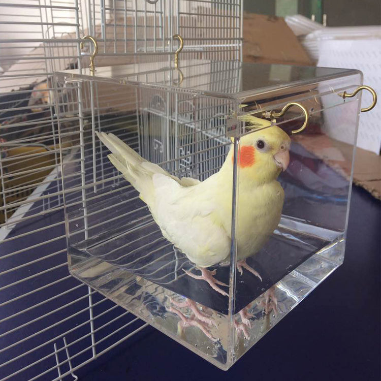 Acrylic Parrot Feeder No Mess Bird Cage Seed Feeding Container Box AU Bird Shower