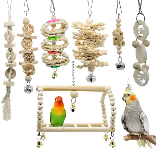 Parrot Hanging Swing Bird Toys Harness Cage Ladder Parakeet Cockatiel Budgie Lovebird