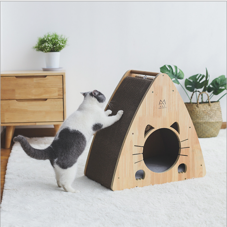 Refil - Wooden Cat House + Cat Scratcher All in one