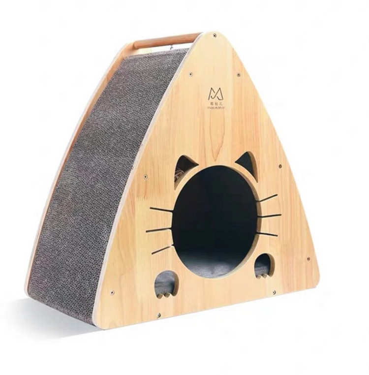 Refil - Wooden Cat House + Cat Scratcher All in one